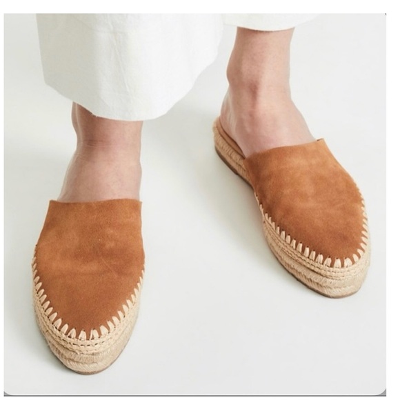Sam Edelman Austin Tan Cognac Suede Woven Espadrille Slides Sandals Size 8M - Picture 1 of 6